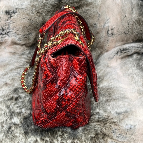 Auth Michael Kors LARGE CHAIN PYTHON SHOULDER BAG - Picture 8 of 8